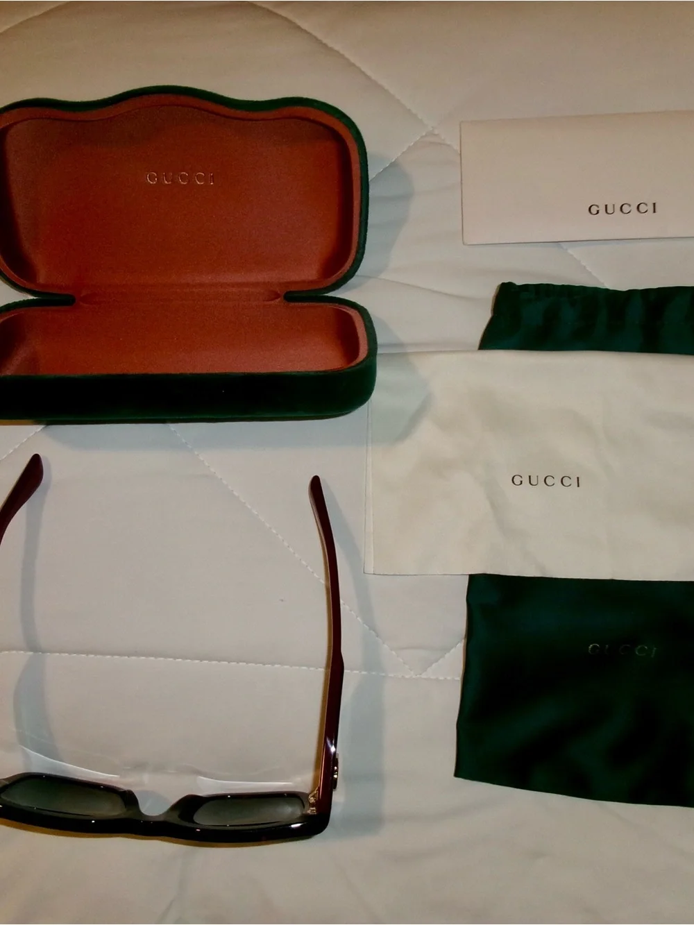 Gucci Men's Brown Frame Sunglasses with Green Velvet Case